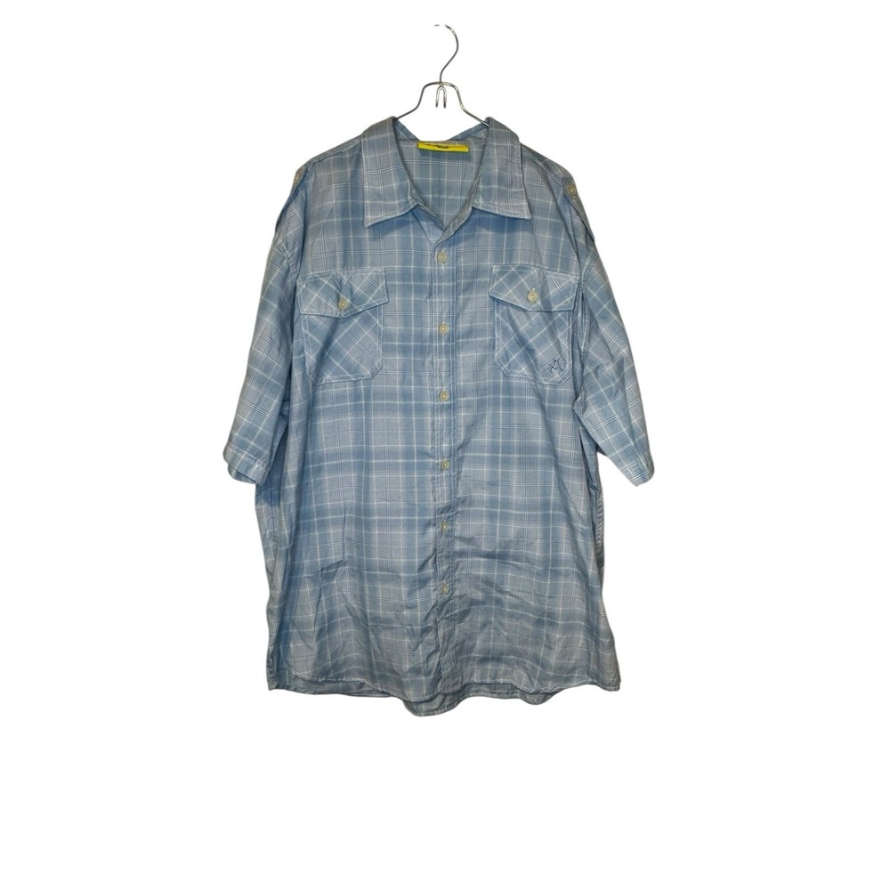 Akademiks Men's Shirt Y2k Streetwear Plaid Pockets Short Sleeve Button Up 3XL